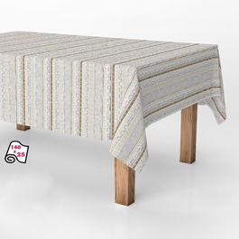 Exma Rollo de Mantel Antimanchas Rayas Beige 1,40 x 25 m