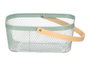 KINVARA Cesta rectangular verde con asa de bambú