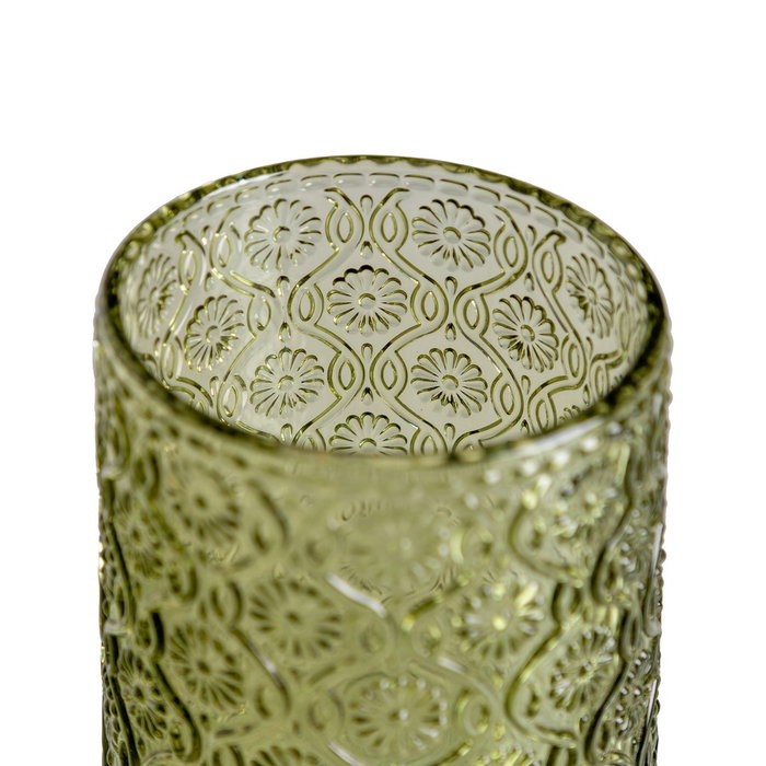 Ixia Vaso Verde de Cristal Decoración 8 x 8 x 12,70 cm