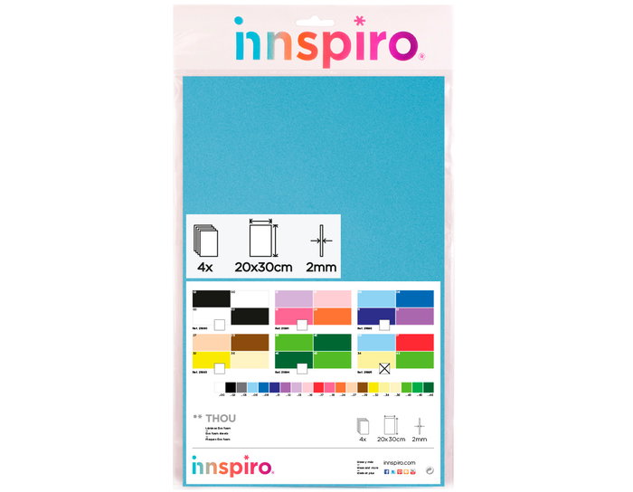 Innspiro Set de 4 láminas de goma EVA básicos 20x30cm x 2mm