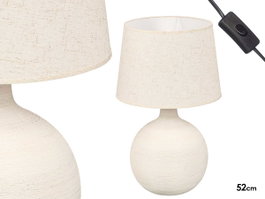 Giftdecor Lámpara Rayas Blanca 52 cm de Cerámica y Tela E27 IP20 (Set de 2)