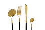 DKD Home Decor Set de Cubertería Chic de 16 Piezas Dorado y Negro