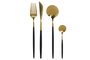 DKD Home Decor Set de Cubertería Chic de 16 Piezas Dorado y Negro