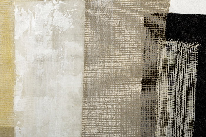 DKD Home Decor Cuadro Abstracto Beige Negro Yute y PS 82 x 82 x 3.8 cm (2 Unidades)