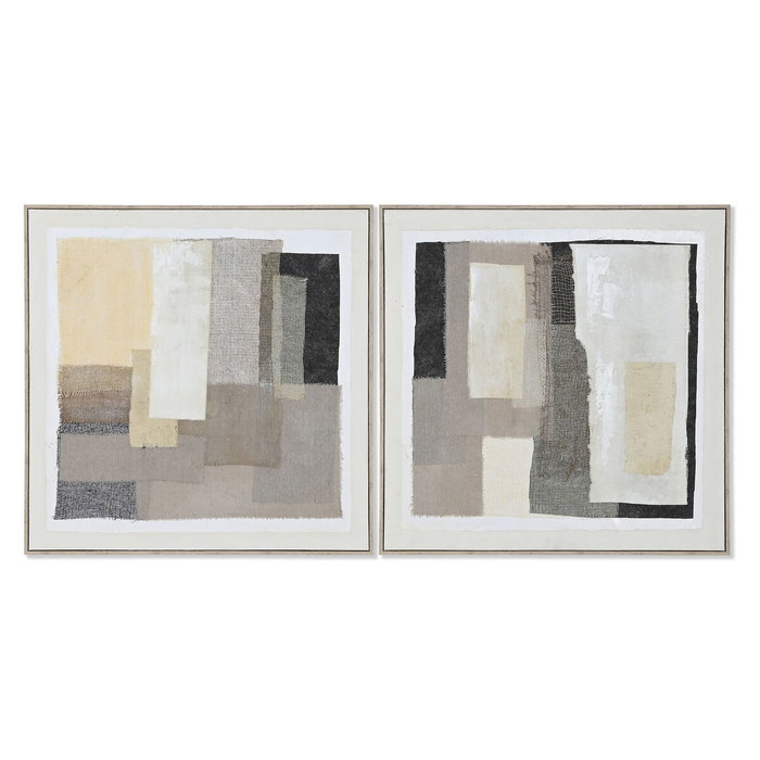 DKD Home Decor Cuadro Abstracto de Yute y PS, Pack de 2 unidades, 82x82 cm