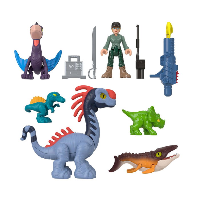 Imaginext Pack Dinosaurios Tierra Mar Y Aire Jurassic World Jfr25 con Figuras y Accesorios