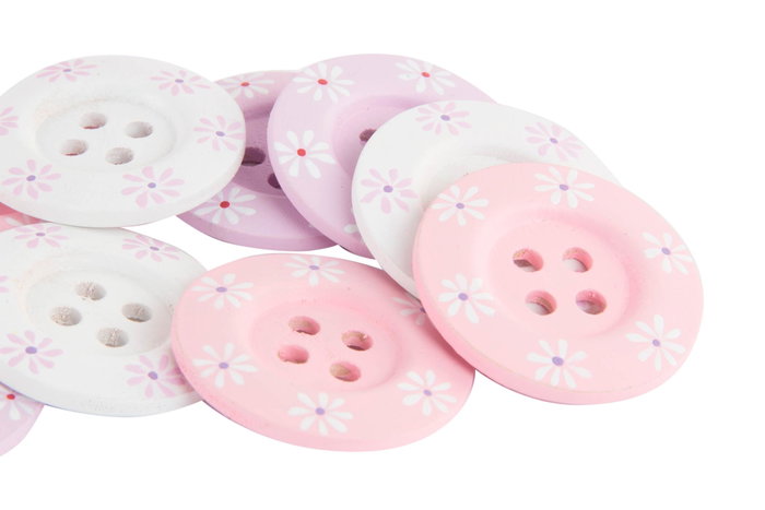 DKD Home Decor Set de Decoración de 9 Madera con Botones de 4 cm, 4 Surtido