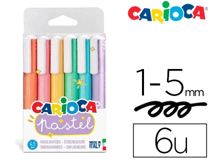 Carioca Marcador Pastel Surtido de 6 Unidades con Punta Biselada
