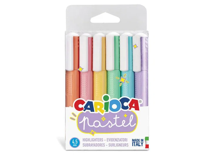 Carioca Marcador Pastel Surtido de 6 Unidades con Punta Biselada