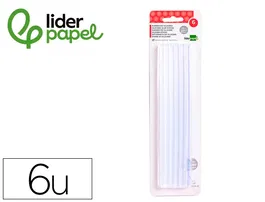 Liderpapel Barra Termofusible Silicona 11mm x 200mm Blister 6 Unidades Uso Bricolaje Pistola Cola