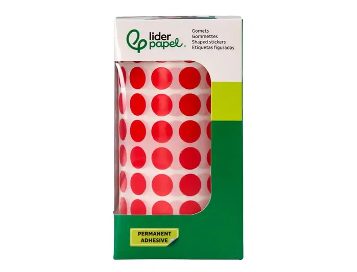 Liderpapel Gomets autoadhesivos círculos 10,5 mm rojo rollo de 6000 unidades