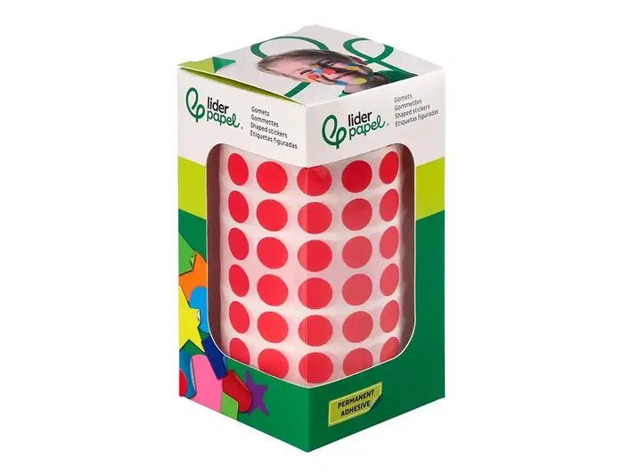 Liderpapel Gomets autoadhesivos círculos 10,5 mm rojo rollo de 6000 unidades