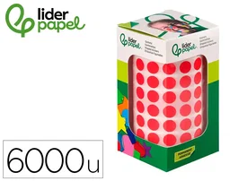 Liderpapel Gomets autoadhesivos círculos 10,5 mm rojo rollo de 6000 unidades