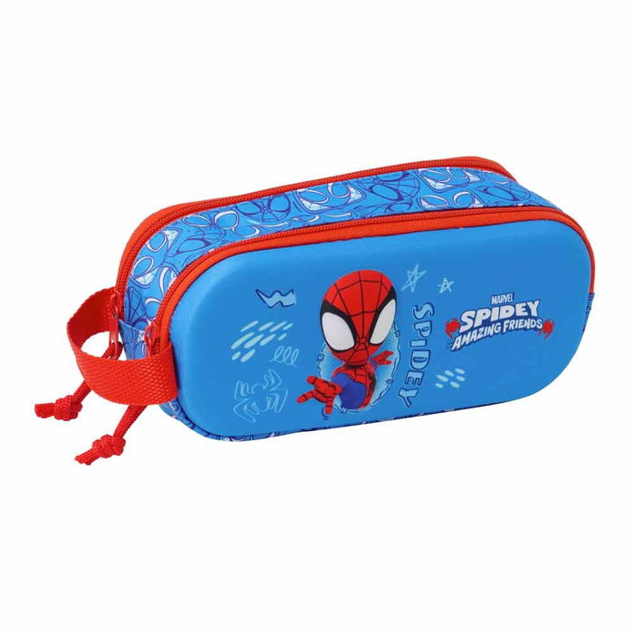 SAFTA Portatodo 3D Spidey Marvel Doble Compartimento Asa Mano 21x6x8cm