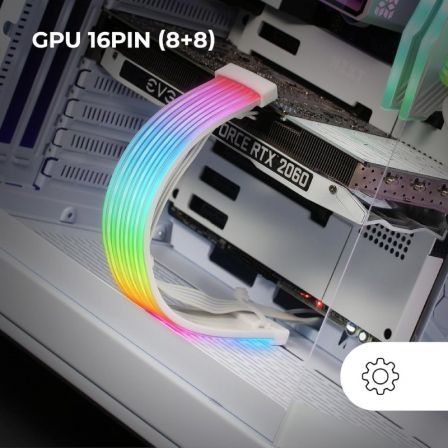 Mars Gaming Funda ARGB para Cable de Alimentación MCA-16X GPU 16pin (8+8) Iluminación Personalizable