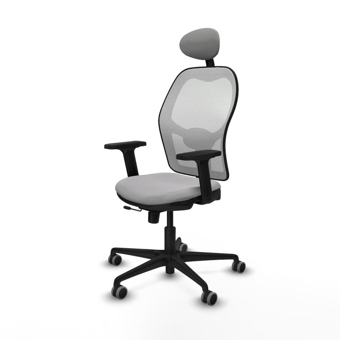 PIQUERAS Y CRESPO Silla de oficina Jorquera con mecanismo Sincro/Traslack, Gris claro y Blanco