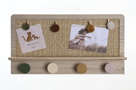 DKD Home Decor Perchero Kids Leon Pompon Multicolor Natural Fibra Mdf 6 x 24 x 45 cm (2 Unidades)
