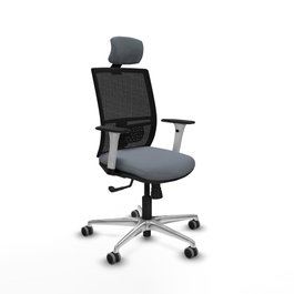 PIQUERAS Y CRESPO Silla de oficina Yunquera con mecanismo Sincro, Gris y Negro