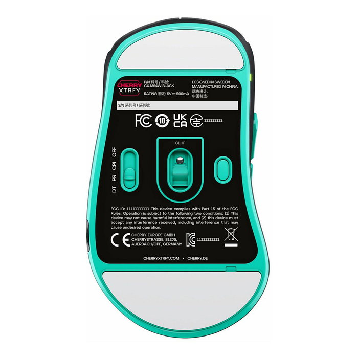 Cherry XTRFY M64 Wireless Ratón Inalámbrico Negro y Turquesa 26000 DPI
