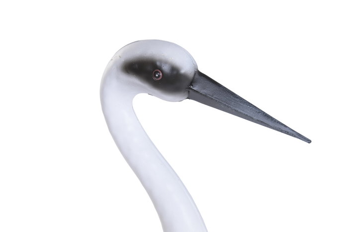 DKD Home Decor Figura de Garza Metálica Blanca, 97 cm