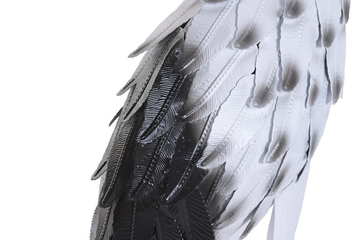 DKD Home Decor Figura de Garza Metálica Blanca, 97 cm