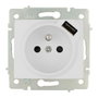 Solera ERP60FUSB Base Bipolar con T/T y Toma Francesa 16A 250V con USB con Obturador Serie Europa Blanco