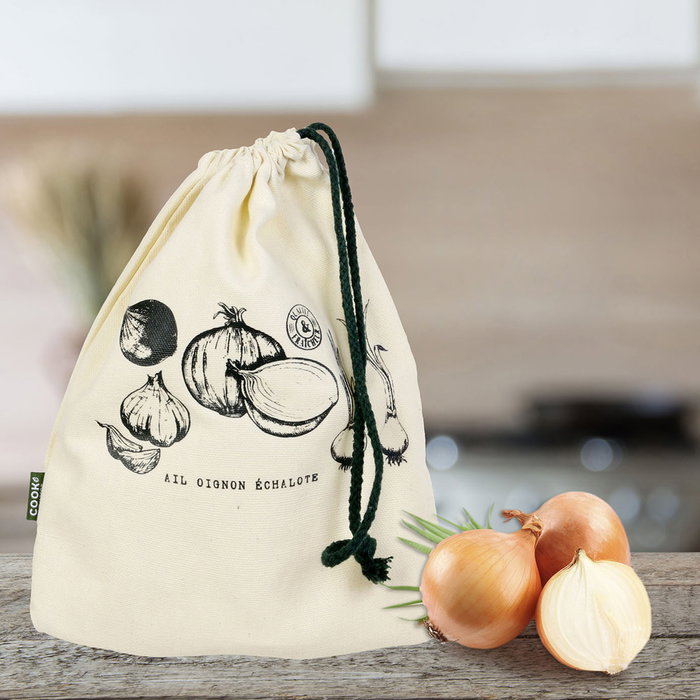 Cook Concept Bolsa Conserva Reutilizable de Tela con Cuerda para Verduras 21x1,5x26,5 cm