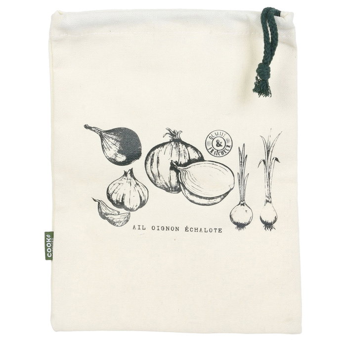 Cook Concept Bolsa Conserva Reutilizable de Tela con Cuerda para Verduras 21x1,5x26,5 cm