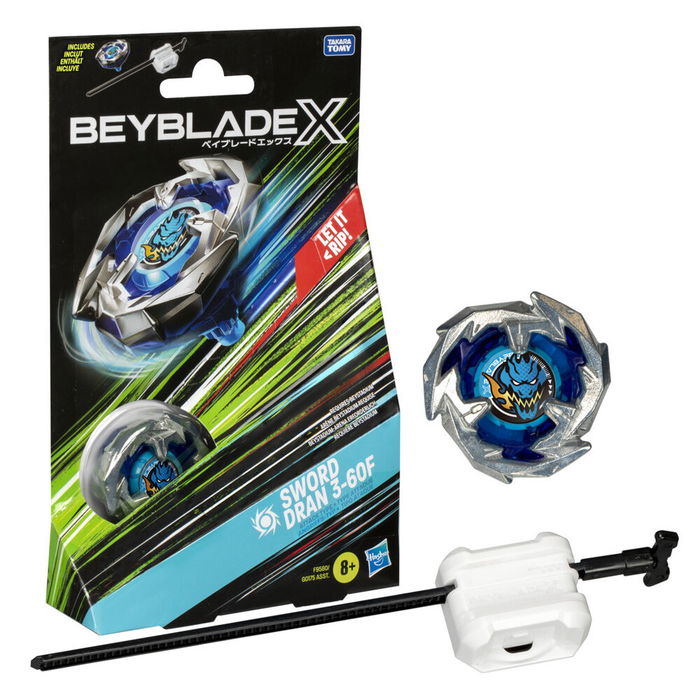 Hasbro Beyblade X Juego Kit Inicial Sword Dran 3-60F +8 años Lanzador Beyblade X Sistema de Aceleración X Batallas Épicas