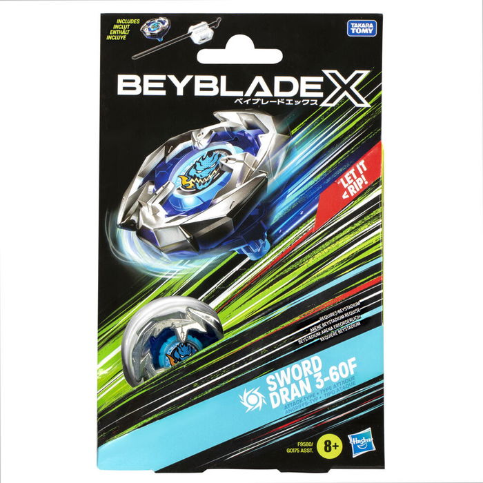 Hasbro Beyblade X Juego Kit Inicial Sword Dran 3-60F +8 años Lanzador Beyblade X Sistema de Aceleración X Batallas Épicas