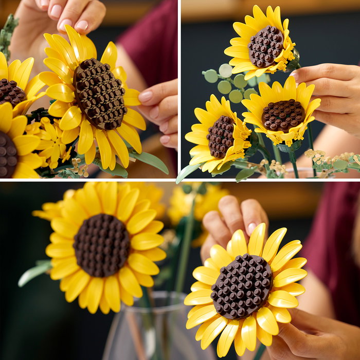 LEGO 11502 Botanicals Set de Construcción para Adultos - Ramo de Girasoles, Flores Artificiales de Decoración con Eucalipto
