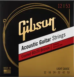 Gibson Juego Acústica Bronze 80/20 Coated Light 12-53 para Guitarra
