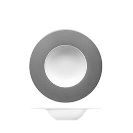 LANGENTHAL ESS LINEO Plato Hondo Decorado 27 cm en Porcelana Negra con Líneas Elegante, No Lavavajillas (Set de 6)