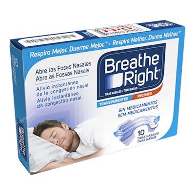 Breathe Right Tiras Nasales Transparentes 10 Unidades Talla Pequeña