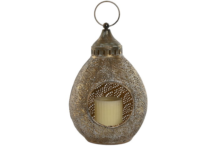 DKD Home Decor Set de 3 Portavelas Metálicos Dorados
