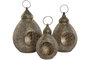 DKD Home Decor Set de 3 Portavelas Metálicos Dorados