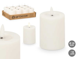 Giftdecor Velon LED Rayada Tacto Cera Blanco 6.6x11.5x6.6 cm (Set de 24)