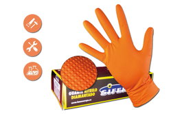 SIFER Guantes de Nitrilo Diamantados Naranja T-XXL (C/50U)