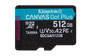 Kingston Tarjeta microSDXC Canvas Go Plus SDCG4/512GB 512 GB, 200 MB/s, A2 U3 V30 con Adaptador SD