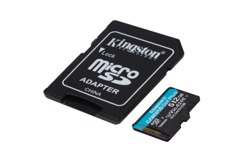 Kingston Tarjeta microSDXC Canvas Go Plus SDCG4/512GB 512 GB, 200 MB/s, A2 U3 V30 con Adaptador SD