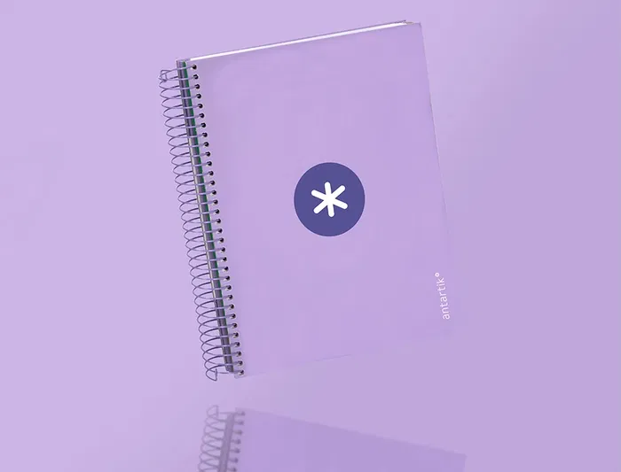 Antartik Cuaderno espiral A5, 120 hojas, 90 gr, cuadro 5mm, tapa forrada, color lavanda