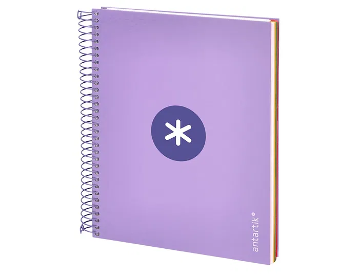 Antartik Cuaderno espiral A5, 120 hojas, 90 gr, cuadro 5mm, tapa forrada, color lavanda
