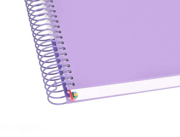 Antartik Cuaderno espiral A5, 120 hojas, 90 gr, cuadro 5mm, tapa forrada, color lavanda