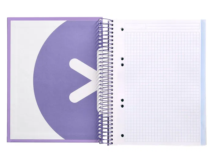 Antartik Cuaderno espiral A5, 120 hojas, 90 gr, cuadro 5mm, tapa forrada, color lavanda