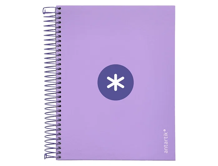 Antartik Cuaderno espiral A5, 120 hojas, 90 gr, cuadro 5mm, tapa forrada, color lavanda