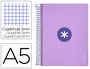 Antartik Cuaderno espiral A5, 120 hojas, 90 gr, cuadro 5mm, tapa forrada, color lavanda