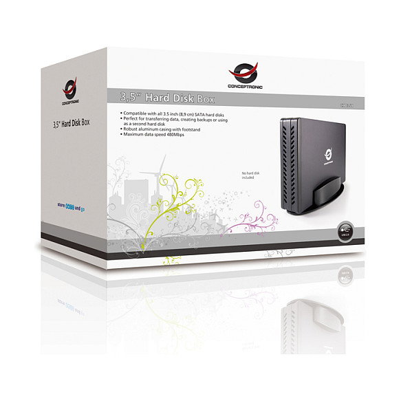 Conceptronic CHD3SU Caja de disco duro 3,5 pulg. SATA USB-A 2.0 Negro