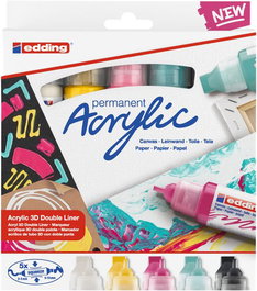Marcador Acrylic Edding 5400 3D Doble Punta (2-3/5-10 Mm) Surtido Estuche De 5
