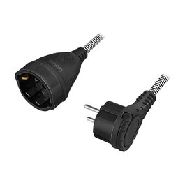 LogiLink Cable de extensión de alimentación CEE 7/7 a CEE 7/3, textil, 3 m, negro/gris
