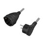 LogiLink Cable de extensión de alimentación CEE 7/7 a CEE 7/3, textil, 3 m, negro/gris